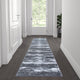 Grey,2' x 7' |#| Distressed Motif Indoor Jute Back Olefin 2' x 7' Area Rug in Gray