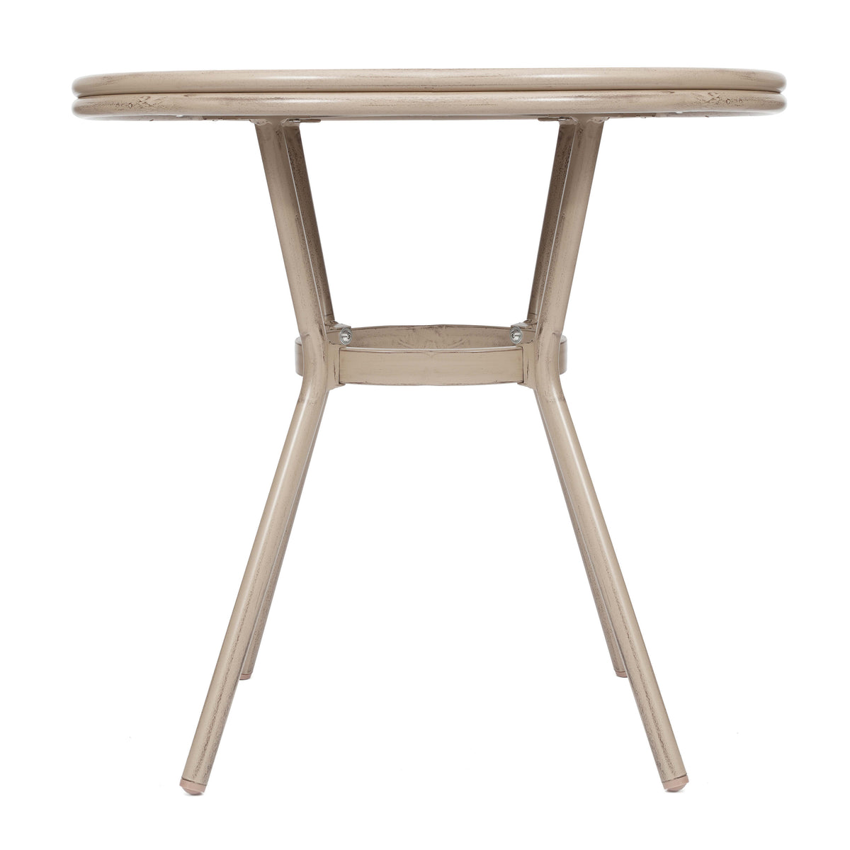 Black & White Textilene/Light Natural Frame |#| Indoor/Outdoor Commercial Glass Top Bistro Table in Black/White