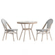 Black & White Textilene/Light Natural Frame |#| Indoor/Outdoor Commercial Bistro Set with Table and Two Chairs in Blk/Wht