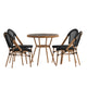 Black Textilene/Natural Frame |#| Indoor/Outdoor Commercial Bistro Set with Table and Four Chairs in Black