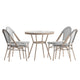 Black & White Textilene/Light Natural Frame |#| Indoor/Outdoor Commercial Bistro Set with Table and 4 Chairs in Blk/Wht