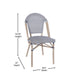 Black & White Textilene/Light Natural Frame |#| Indoor/Outdoor Commercial Bistro Set with Table and 4 Chairs in Blk/Wht