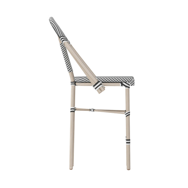 Black & White/Light Natural Frame |#| All-Weather Commercial Paris Stool with Light Natural Metal Frame-Black/White