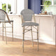 Black & White/Light Natural Frame |#| All-Weather Commercial Paris Stool with Light Natural Metal Frame-Black/White