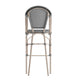 Black & White/Light Natural Frame |#| All-Weather Commercial Paris Stool with Light Natural Metal Frame-Black/White
