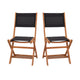 2PK All-Weather Acacia Wood Folding Bistro Chairs-Mesh Back/Seat-Natural/Black