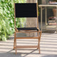 2PK All-Weather Acacia Wood Folding Bistro Chairs-Mesh Back/Seat-Natural/Black