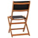 2PK All-Weather Acacia Wood Folding Bistro Chairs-Mesh Back/Seat-Natural/Black