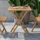 Indoor/Outdoor 24inch Square Solid Acacia Wood Slat Top Folding Patio Table-Natural