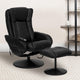 Black |#| Black LeatherSoft Massaging Multi-Position Recliner w/Side Pocket &Ottoman