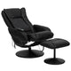 Black |#| Black LeatherSoft Massaging Multi-Position Recliner w/Side Pocket &Ottoman
