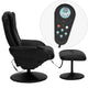Black |#| Black LeatherSoft Massaging Multi-Position Recliner w/Side Pocket &Ottoman