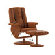 Brown |#| Massaging and Heat Controlled Recliner & Ottoman Set in Brown LeatherSoft