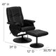 Black |#| Massaging and Heat Controlled Recliner & Ottoman Set in Black LeatherSoft