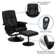 Black |#| Massaging and Heat Controlled Recliner & Ottoman Set in Black LeatherSoft