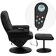 Black |#| Massaging and Heat Controlled Recliner & Ottoman Set in Black LeatherSoft