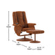 Brown |#| Massaging and Heat Controlled Recliner & Ottoman Set in Brown LeatherSoft