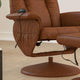 Brown |#| Massaging and Heat Controlled Recliner & Ottoman Set in Brown LeatherSoft