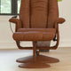 Brown |#| Massaging and Heat Controlled Recliner & Ottoman Set in Brown LeatherSoft