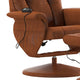 Brown |#| Massaging and Heat Controlled Recliner & Ottoman Set in Brown LeatherSoft