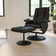 Black |#| Massaging and Heat Controlled Recliner & Ottoman Set in Black LeatherSoft