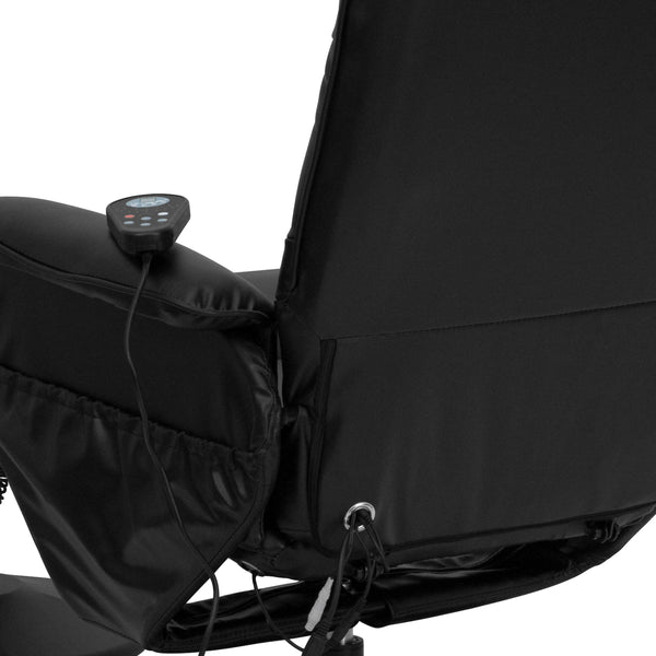 Black |#| Black LeatherSoft Massaging Adjustable Recliner w/Ottoman w/Side Pocket