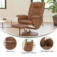 Brown |#| Brown LeatherSoft Massaging Adjustable Recliner w/Ottoman w/Side Pocket
