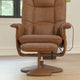 Brown |#| Brown LeatherSoft Massaging Adjustable Recliner w/Ottoman w/Side Pocket