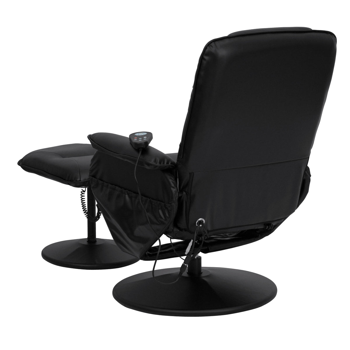 Black |#| Black LeatherSoft Massaging Adjustable Recliner w/Ottoman w/Side Pocket