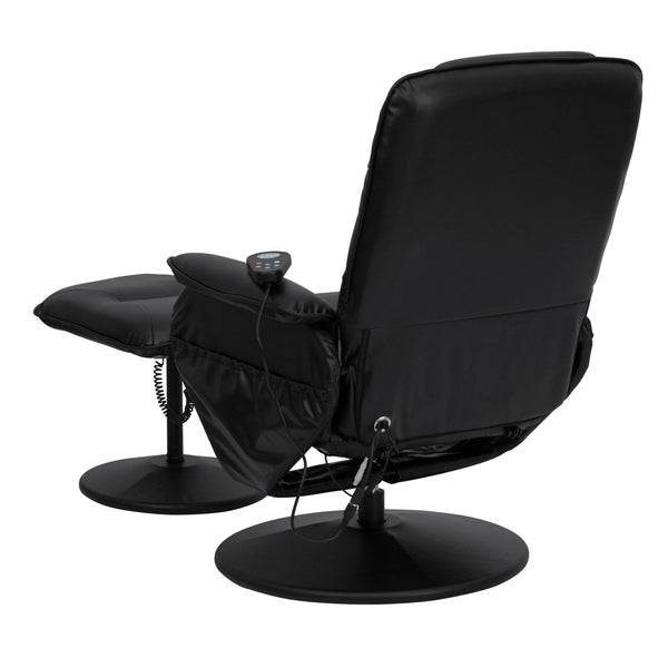 Black |#| Black LeatherSoft Massaging Adjustable Recliner w/Ottoman w/Side Pocket