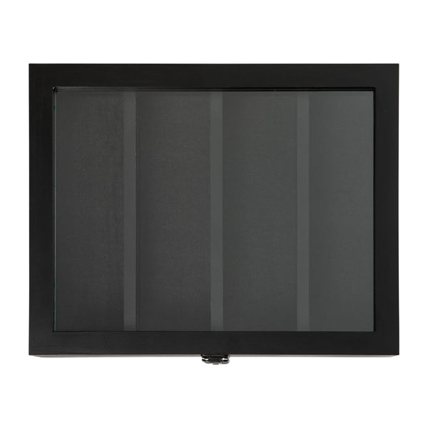 Black,11.5"W x 2.75"D x 14"H |#| Wooden Medals Display Case with 3 Removable Shelves in Black - 11x14