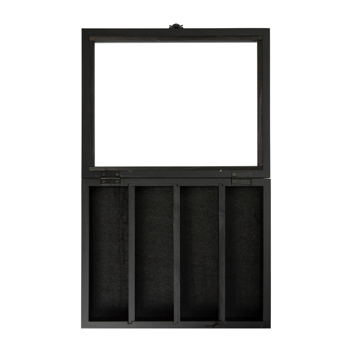 Black,11.5"W x 2.75"D x 14"H |#| Wooden Medals Display Case with 3 Removable Shelves in Black - 11x14