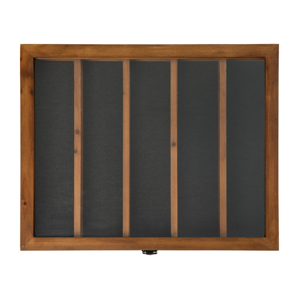 Rustic Brown,14.5"W x 2.75"D x 17.75"H |#| Wooden Medals Display Case with 4 Removable Shelves in Rustic Brown - 14.5x17.5