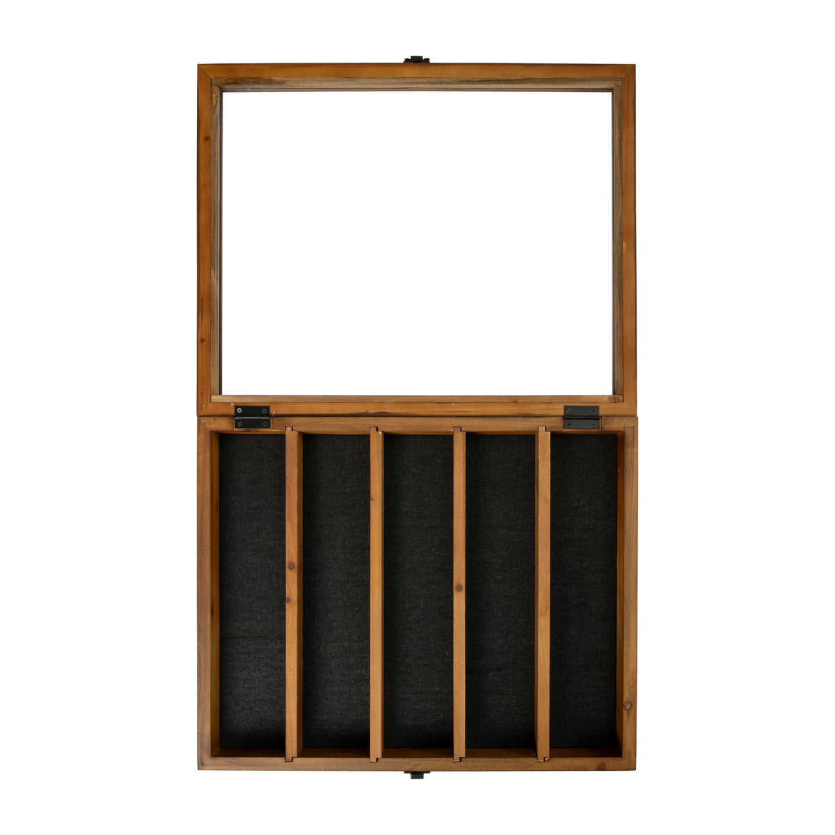 Rustic Brown,14.5"W x 2.75"D x 17.75"H |#| Wooden Medals Display Case with 4 Removable Shelves in Rustic Brown - 14.5x17.5