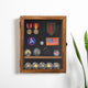 Rustic Brown,11.5"W x 2.75"D x 14"H |#| Wooden Medals Display Case with 3 Removable Shelves in Rustic Brown - 11x14