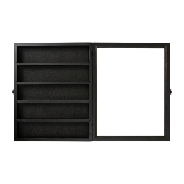 Black,14.5"W x 2.75"D x 17.75"H |#| Wooden Medals Display Case with 4 Removable Shelves in Black - 14.5x17.5