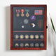 Mahogany,14.5"W x 2.75"D x 17.75"H |#| Wooden Medals Display Case with 4 Removable Shelves in Mahogany - 14.5x17.5