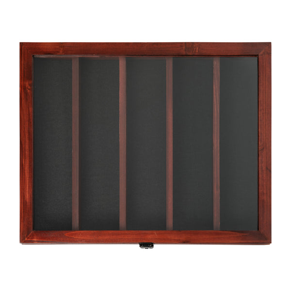 Mahogany,14.5"W x 2.75"D x 17.75"H |#| Wooden Medals Display Case with 4 Removable Shelves in Mahogany - 14.5x17.5