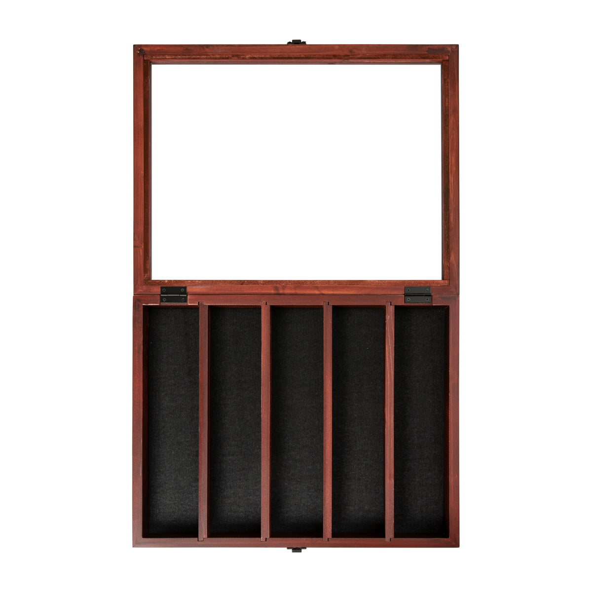 Mahogany,14.5"W x 2.75"D x 17.75"H |#| Wooden Medals Display Case with 4 Removable Shelves in Mahogany - 14.5x17.5