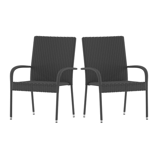 Maxim Indoor/Outdoor Wicker Dining Chairs with Fade & Weather-Resistant Steel Frames for Patio and Deck