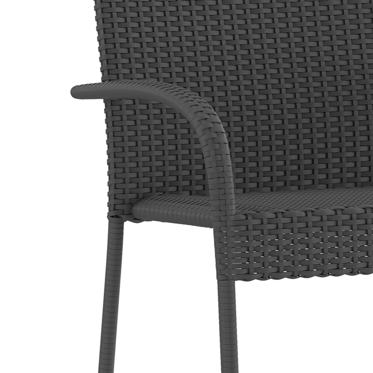 Gray |#| Indoor/Outdoor Stacking Steel Framed Gray Wicker Dining Armchairs - 2 Pack