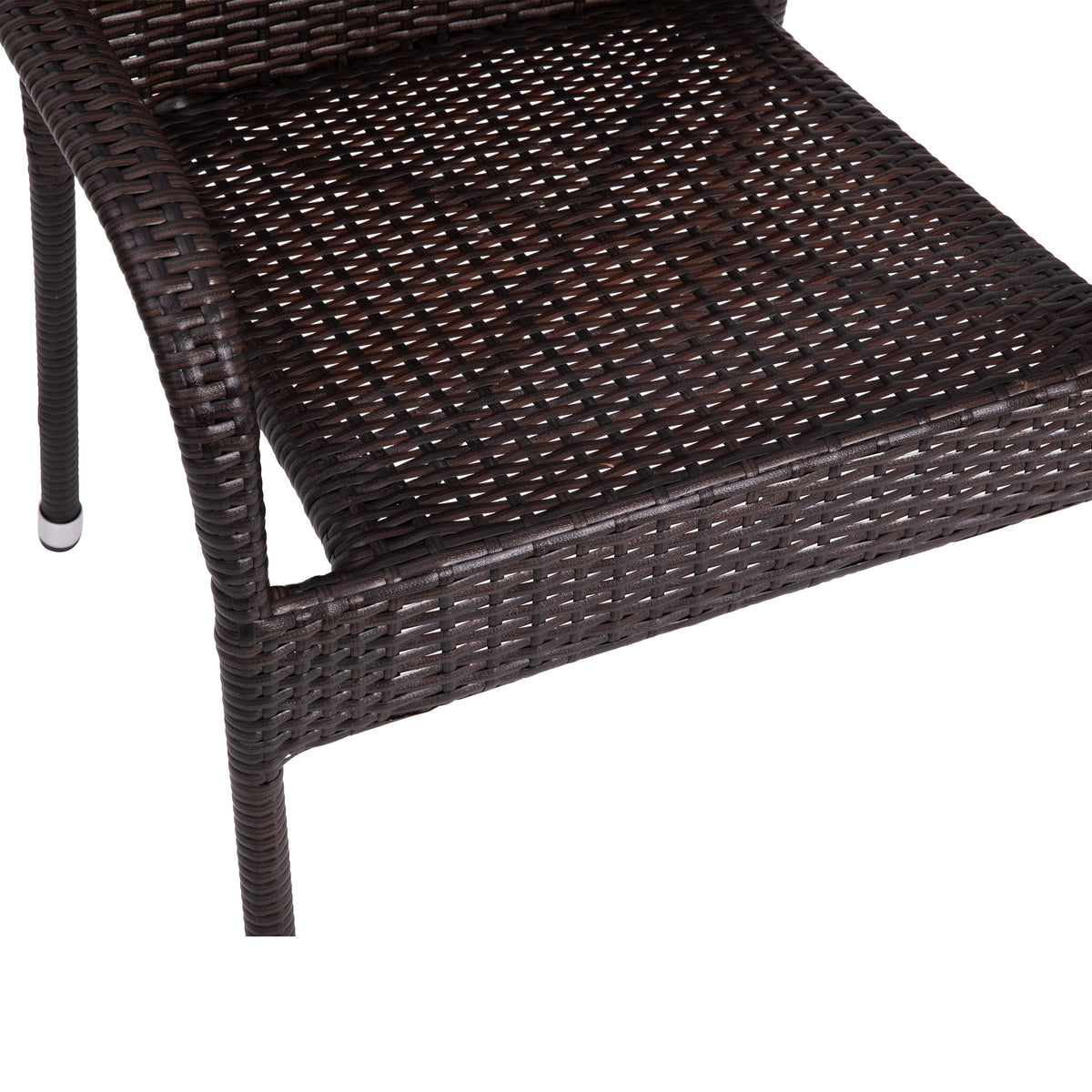 Espresso |#| Indoor/Outdoor Stacking Steel Framed Espresso Wicker Dining Armchairs - 4 Pack