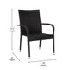Black |#| Indoor/Outdoor Stacking Steel Framed Black Wicker Dining Armchairs - 4 Pack