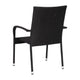 Black |#| Indoor/Outdoor Stacking Steel Framed Black Wicker Dining Armchairs - 4 Pack