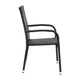 Black |#| Indoor/Outdoor Stacking Steel Framed Black Wicker Dining Armchairs - 4 Pack