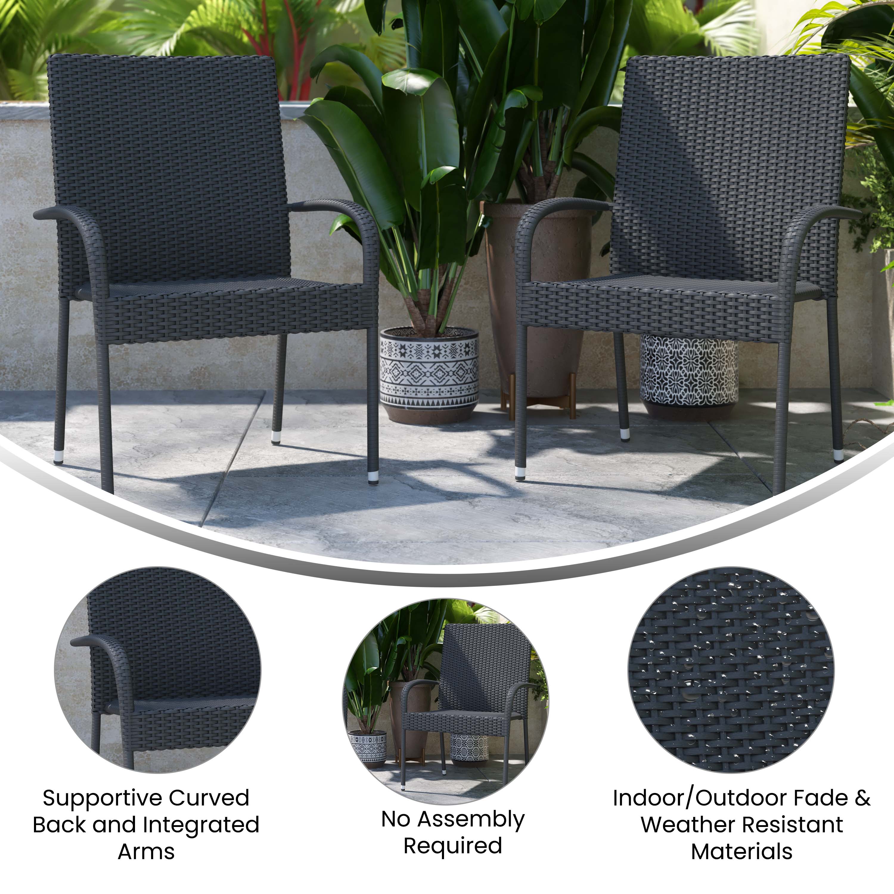 2PK Patio Armchairs 2 TW 3WBE073 BizChair