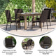 Espresso |#| Indoor/Outdoor Stacking Steel Framed Espresso Wicker Dining Armchairs - 4 Pack