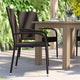 Espresso |#| Indoor/Outdoor Stacking Steel Framed Espresso Wicker Dining Armchairs - 4 Pack
