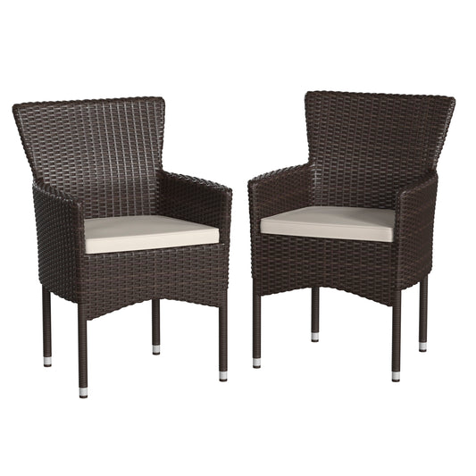 Maxim Modern Wicker Patio Armchairs for Deck or Backyard, Fade and Weather-Resistant Frames and Cushions