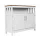 Walnut Top/White Frame |#| Classic Sideboard and Buffet Cabinet with Open and Closed Storage - White/Walnut